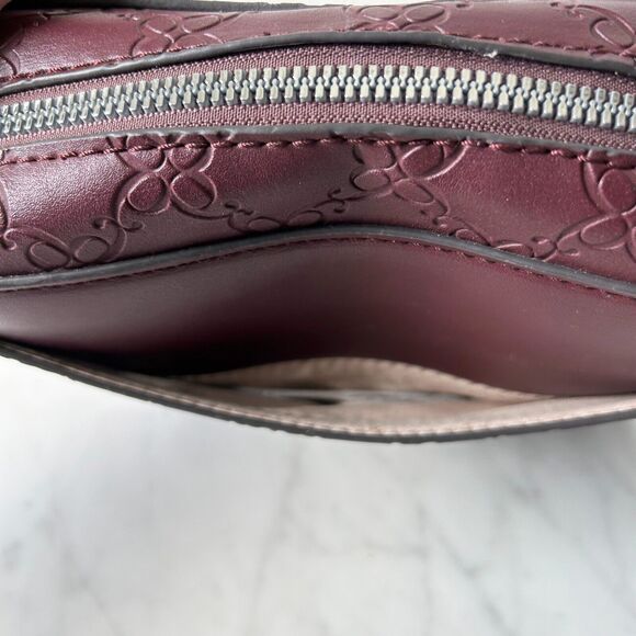 Nine West Calandra Mini Crossbody Bag Merlot Leather Women's Purse Zip Top - Picture 6 of 8